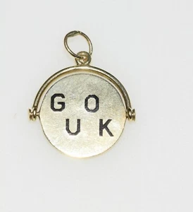 14K Gold Charm Vintage GOOD LUCK Spinner Moveable - Picture 1 of 3