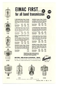 Anuncio impreso revista radioaficionado CQ "EIMAC FIRST...para toda transmisión de banda" (1/59) - Imagen 1 de 1