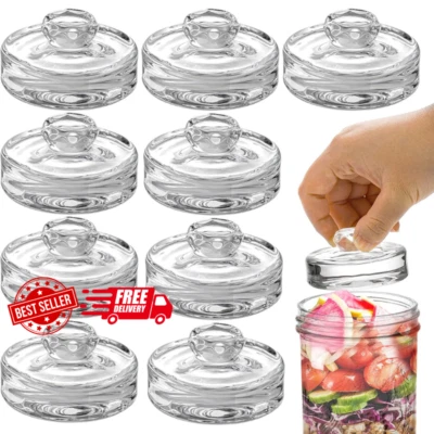 YOUEON 9 Pack Fermentation Glass Weights with Easy Grip Handle for Wide Mouth Mason Jar