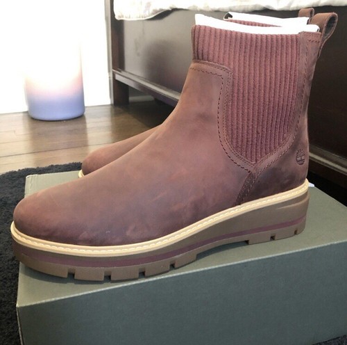 Stivali da donna marroni Timberland Cervinia Valley Chelsea nabuk taglia 6 NUOVI