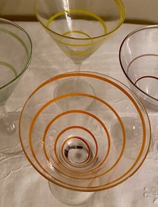 4 Home Essentials Swirl Martini Glasses In Yellow, Green, Orange And Blue Swirl - Picture 1 of 13