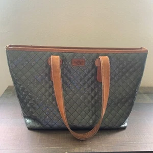 Consuela Classic Tote Brown Woven Leather Trim Large Bag Work Travel GUC READ - Picture 1 of 23