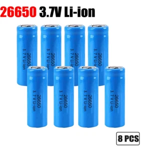 8PACK 26650 Li-ion Battery 3.7V Rechargeable Battery For Flashlight - Picture 1 of 5