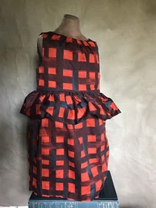 Girls HOLIDAY Red Plaid Dress HOLLY DAYS Peplum Ruffle Crewcuts 4 Sleeveless - Picture 1 of 8