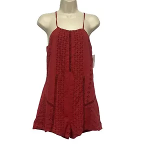 Mameluco con ojales para mujer Lush, rojo ladrillo, talla S- cinturón de corbata - Imagen 1 de 7