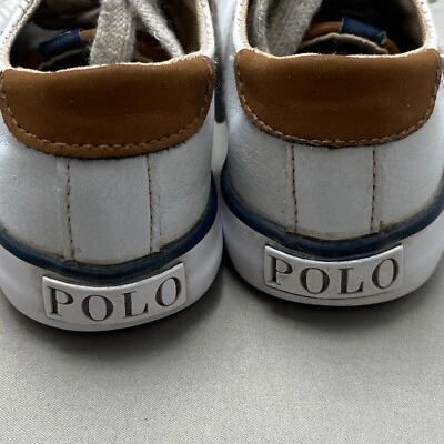 Ralph Lauren Polo Niños Tenis Talla 7 Blanco Bordado Poni Parte Superior Baja Con Cordones Foto 1 de 4