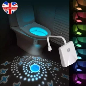 Neu Badezimmer Sitz Nacht Lampe RGB Multicolor WC Licht Bewegungsaktivierter Sensor - Bild 1 von 11