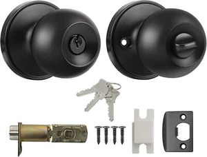 Probrico Black Door Knob with Key, Black Locking Door Knobs, Front Door Lockset - Picture 1 of 7