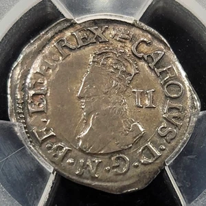 Silver 1636-38 England Great Britain 2 Pence 1/2 Groat Charles I | PCGS AU50 - Picture 1 of 3
