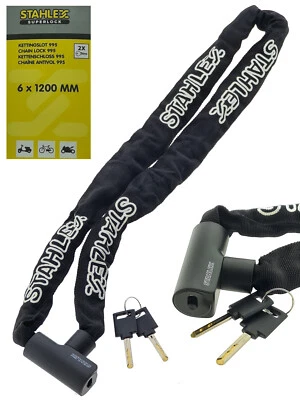 Fahrradschloss 6 x 1200mm mit 2 Schlüssel Kettenschloss Panzerschloss Motorrad - Bild 1 von 4