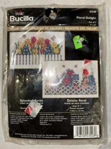 BUCILLA PLAID Counted Cross Stitch Kit FLORAL DELIGHT SET of 2 PICTURES 7" x 5" - Picture 1 of 1