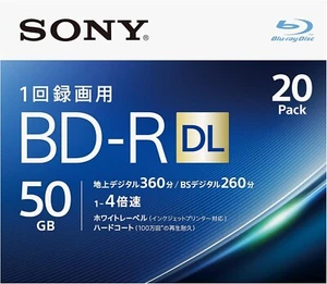 20 Sony 4x Bluray 50GB BD-R DL Inkjet Printable Blu ray Disc Blank JPN - Picture 1 of 11