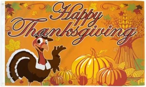 "HAPPY THANKSGIVING TURKEY" flag 3x5 ft polyester banner harvest fall holiday - Picture 1 of 6