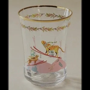 HTF Anthropologie Inslee Fariss 12 Days Christmas Menagerie Juice Glass Leopard - Picture 1 of 1