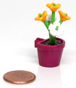 Playmobil Miniature Dollhouse Hotel Magenta Pot Hook Yellow White Flowers 70434 - Picture 1 of 1