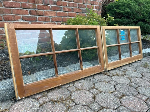 2 -32 x 18 Vintage Window Bottom sashes old 6 pane Frame  1970s  Arts & Craft Cover