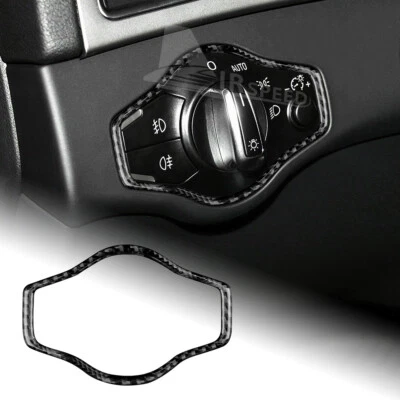 Adesivo de fibra de carbono botão interruptor farol preto para Audi Q5 A4 A5 2009-2016 - Imagem 1 de 4