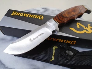 Browning Skinner Bowie Fixed Blade Knife Pakkawood BR0487 w Sheath 8.15" OA New - Picture 1 of 8
