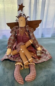 WUNDERSCHÖNER HANDGEFERTIGTER VINTAGE WEIHNACHTSENGEL MIT LEBKUCHENMANN !! 18 zoll - Bild 1 von 15