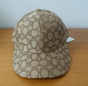 COACH MEN'S CAP, KHAKI COLOR SIGNATURE JACQUARD CAP. NWT - Picture 1 of 12