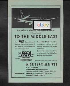 MEA MIDDLE EAST AIRLINES SUPER VISCOUNTS FRANKFURT-WIEN-ISTANBUL-BEIRUT AD - Bild 1 von 1
