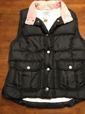 Chaleco Polo Hinchado Ralph Lauren Para Mujer Talla S Negro con Cuello de Pana Rosa Foto 1 de 3