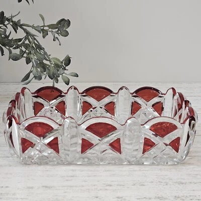 Antique Glass 1890's Triple Triangle Serving Dish Ruby Stain Glass Doyle & CO - Image 1 of 4