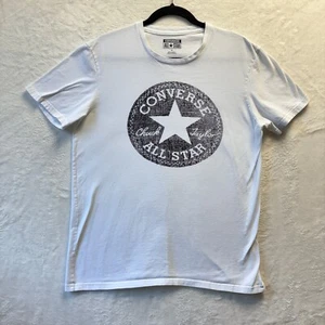 Converse All Star Graphic Tee Men Sz Medium White Crew Neck Short Sleeve T-Shirt - Picture 1 of 8