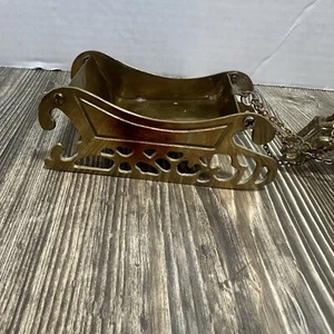 Vintage Brass Christmas Sleigh Made in Korea Mid Century Modern Deer Are Broken - Picture 1 of 6
