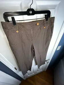 Pantalón corto Talbots para mujer 10 marrón a rayas algodón elástico pierna recta L - Imagen 1 de 15
