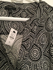 NWT Talbots Black White Maxi Dress Size Petite Large PL sleeveless stretch belt - Picture 1 of 8