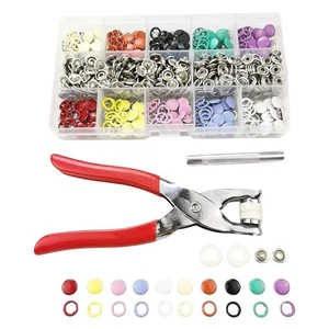 200Pcs Metal Sewing Buttons Snap Clothes with Plier Press Studs Popper Tool - Picture 1 of 4