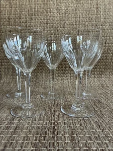 "JUEGO DE 5 - Vasos de copa de agua de cristal corte Val St Lambert Nestor Hamlet 7 1/8""" - Imagen 1 de 12