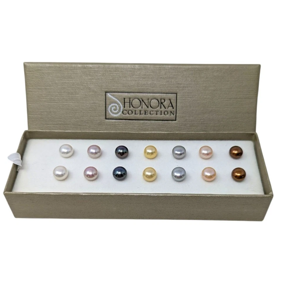 Honora Collection Cultured Freshwater Pearl Stud Earrings 7 Pairs Multicolor NIB - Image 1 of 2