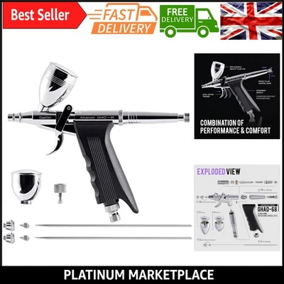 Professional Airbrush Kit - Dual Action Gravity Feed Spray Gun for Makeup, Na... - Image 1 of 4
