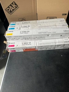 7 joblot x C-EXV 51 TONER CARTRIDGES. 4 Cyan, 1 Magenta,  2 Yellow - Afbeelding 1 van 1