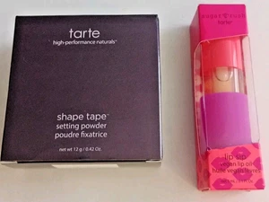TARTE Shape Tape Setting Powder & Sugar Rush Lip Sip Vegan Lip Oil New In Box - Picture 1 of 16