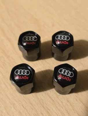 Tapones antipolvo de válvula Audi anodizados negros/rojos 4 piezas para A1 A2 A3 A4 A5 A6 A7 Rs Q3 Q5 Foto 1 de 2