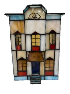 Stained Glass House 7.5” Forma Vitrum Vitreville ? NO LIGHT INSERT Two Story - Picture 1 of 11