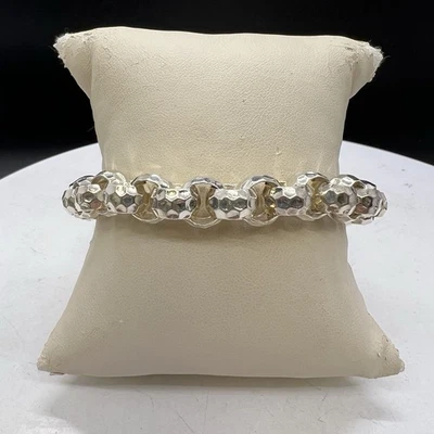 Silpada Sterling Silver Heavy Hammered Rolo 7” Bracelet Chunky Toggle Clasp Foto 1 de 4