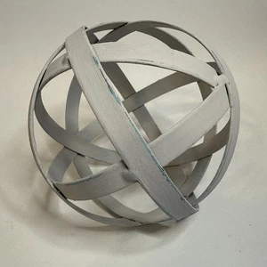 Vintage Stil Metall Kugel grau/blau abgenutzt 4" Dekor - Bild 1 von 6