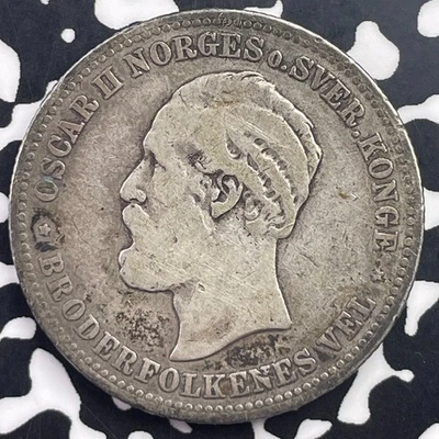 1878 Norway 2 Kroner Lot#C1977 Silver! - Image 1 of 2