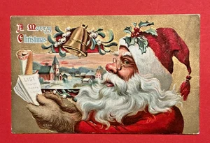 Präge-AK Ansichtskarte, Goldschimmer, Weihnachtsmann mit Liste, 1910 - Bild 1 von 2