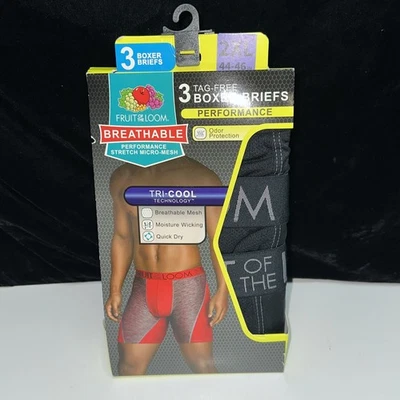 CALZONCILLOS BOXER DE MALLA TRI-COOL FRUIT OF THE LOOM-NEGRO-3PK para hombre rendimiento 2xl nuevos Foto 1 de 4