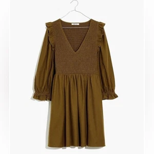 Mini Vestido Madewell Franela Lucie Cuello en V Calado Talla M - Imagen 1 de 6