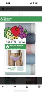 Fruit of The Loom Womens Heather Bikinis Size 5/S Pants Size 4-6 - Picture 1 of 2