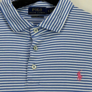Polo Ralph Lauren Pima Soft Touch Striped Blue White Polo Shirt XL - Picture 1 of 7