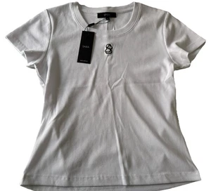 SABA Ribbed White T-Shirt SIZE MEDIUM BNWT Fitted Embroidered Logo Tee Shirt - Picture 1 of 6