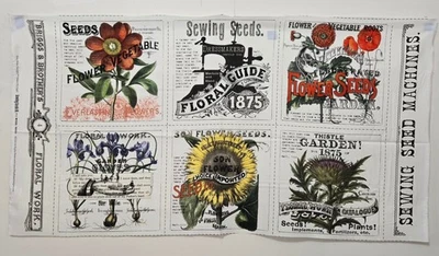 SEWING SEEDS III Seed Ads Digitally Printed Cotton Project Panel, Riley Blake - Image 1 of 4