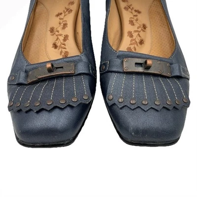 Zapatos de vestir de trabajo Van Gogh con flecos de cuero gris azul suave para mujer 9,5 W AMPLIOS Foto 1 de 4